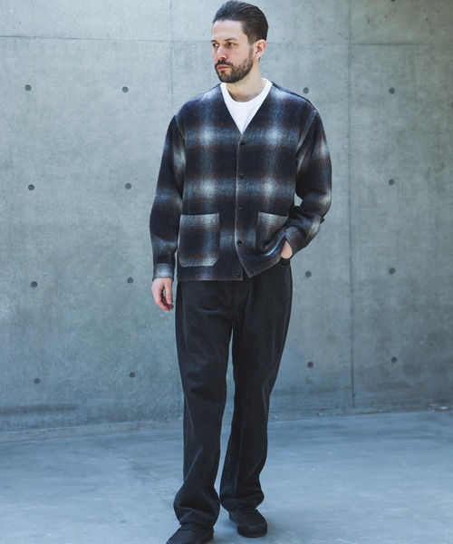 MR.OLIVE(ミスターオリーブ)の「ALPACA SHAGGY OMBRE CHECK / SHIRT CARDIGAN /M263117(シャツ/ブラウス・メンズ・ブラウン/ブラック・SMALL/LARGE/MEDIUM)」の4枚目の写真