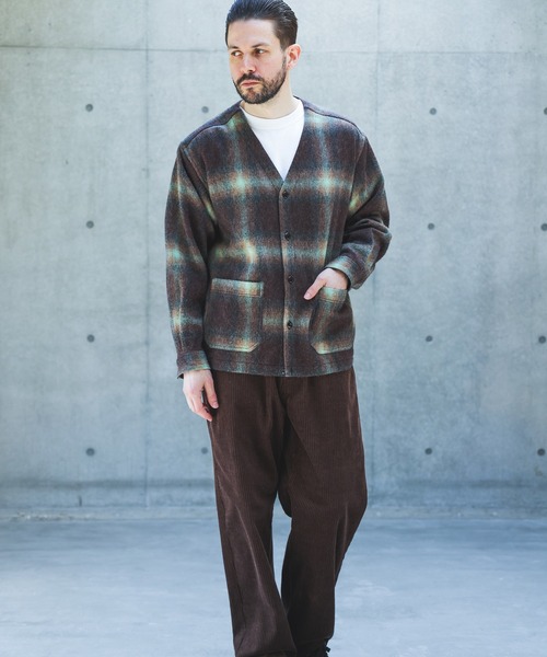 MR.OLIVE(ミスターオリーブ)の「ALPACA SHAGGY OMBRE CHECK / SHIRT CARDIGAN /M263117(シャツ/ブラウス・メンズ・ブラウン/ブラック・SMALL/LARGE/MEDIUM)」の6枚目の写真