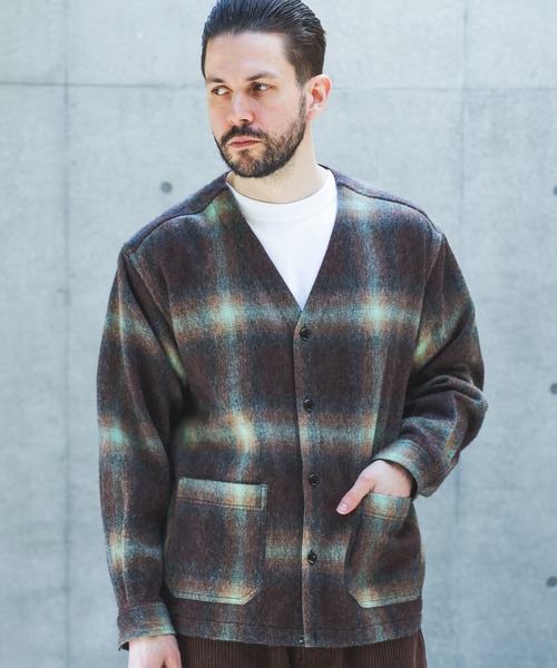 MR.OLIVE(ミスターオリーブ)の「ALPACA SHAGGY OMBRE CHECK / SHIRT CARDIGAN /M263117(シャツ/ブラウス・メンズ・ブラウン/ブラック・SMALL/LARGE/MEDIUM)」の7枚目の写真