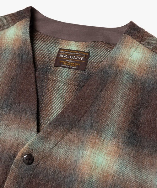 MR.OLIVE(ミスターオリーブ)の「ALPACA SHAGGY OMBRE CHECK / SHIRT CARDIGAN /M263117(シャツ/ブラウス・メンズ・ブラウン/ブラック・SMALL/LARGE/MEDIUM)」の11枚目の写真