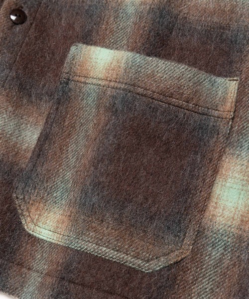 MR.OLIVE(ミスターオリーブ)の「ALPACA SHAGGY OMBRE CHECK / SHIRT CARDIGAN /M263117(シャツ/ブラウス・メンズ・ブラウン/ブラック・SMALL/LARGE/MEDIUM)」の13枚目の写真
