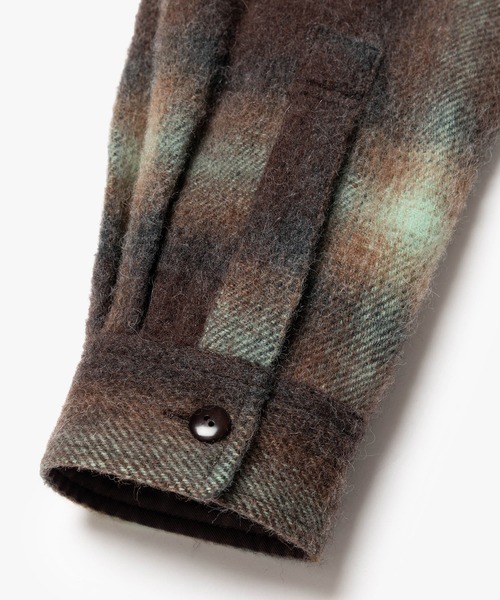 MR.OLIVE(ミスターオリーブ)の「ALPACA SHAGGY OMBRE CHECK / SHIRT CARDIGAN /M263117(シャツ/ブラウス・メンズ・ブラウン/ブラック・SMALL/LARGE/MEDIUM)」の14枚目の写真
