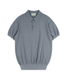 Essential Hard Twist Cotton Short Sleeve Polo Knit (Ice Blue)