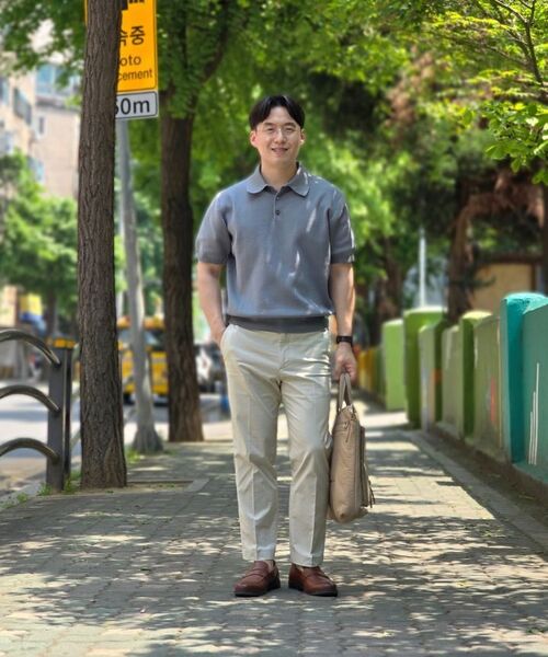 BELLIEF(ベリーフ)の「Essential Hard Twist Cotton Short Sleeve Polo Knit (Ice Blue)(ニット/セーター・メンズ・その他・LARGE/MEDIUM/X-LARGE)」の6枚目の写真