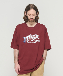 (ビッグサイズ) カーゴヴィンテージフラッグ半袖Tシャツ (ワイン)