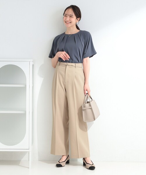 SHOO・LA・RUE(シューラルー)の「【ひんやり/UV/通勤】洗濯後しわになりにくい ベルト付きワイドパンツ(その他パンツ・レディース・ネイビー/ベージュ/グレー・01/04/03/02/10)」の10枚目の写真