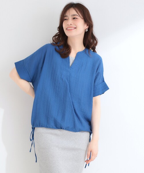 SHOO・LA・RUE（シューラルー）の「【高レビュー/体型カバー】インせず着られる スキッパー裾リボンブラウス（シャツ/ブラウス・レディース・ブルー系その他/オレンジ/オフホワイト/グリーン/チャコールグレー・00）」の10枚目の写真