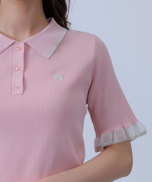 MARY QUANT（マリークワント）の「フリルニットポロ プルオーバー（ポロシャツ・レディース・ネイビー/ホワイト/ブラック/ピンク・M）」の8枚目の写真
