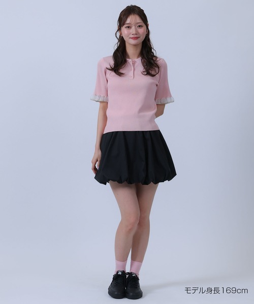 MARY QUANT（マリークワント）の「フリルニットポロ プルオーバー（ポロシャツ・レディース・ネイビー/ホワイト/ブラック/ピンク・M）」の7枚目の写真