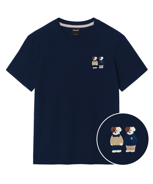 OKSTAR（オクスター）の「ミニミーフレンズブロドック刺繍半袖（Tシャツ/カットソー・レディース・グレー/ライトグレー/ダークブルー/ダークグリーン/ライトベージュ/カーキ/ネイビー/ダークグレー/クリーム/ホワイト/ブラック・SMALL/MEDIUM/LARGE/X-LARGE/2XL/4XL/3XL）」の10枚目の写真