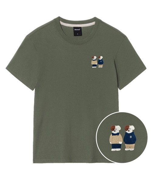 OKSTAR（オクスター）の「ミニミーフレンズブロドック刺繍半袖（Tシャツ/カットソー・レディース・グレー/ライトグレー/ダークブルー/ダークグリーン/ライトベージュ/カーキ/ネイビー/ダークグレー/クリーム/ホワイト/ブラック・SMALL/MEDIUM/LARGE/X-LARGE/2XL/4XL/3XL）」の9枚目の写真