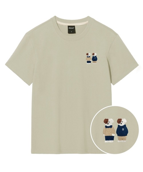 OKSTAR（オクスター）の「ミニミーフレンズブロドック刺繍半袖（Tシャツ/カットソー・レディース・グレー/ライトグレー/ダークブルー/ダークグリーン/ライトベージュ/カーキ/ネイビー/ダークグレー/クリーム/ホワイト/ブラック・SMALL/MEDIUM/LARGE/X-LARGE/2XL/4XL/3XL）」の7枚目の写真
