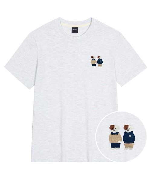 OKSTAR（オクスター）の「ミニミーフレンズブロドック刺繍半袖（Tシャツ/カットソー・レディース・グレー/ライトグレー/ダークブルー/ダークグリーン/ライトベージュ/カーキ/ネイビー/ダークグレー/クリーム/ホワイト/ブラック・SMALL/MEDIUM/LARGE/X-LARGE/2XL/4XL/3XL）」の3枚目の写真