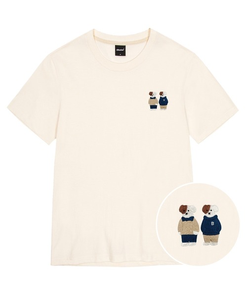 OKSTAR（オクスター）の「ミニミーフレンズブロドック刺繍半袖（Tシャツ/カットソー・レディース・グレー/ライトグレー/ダークブルー/ダークグリーン/ライトベージュ/カーキ/ネイビー/ダークグレー/クリーム/ホワイト/ブラック・SMALL/MEDIUM/LARGE/X-LARGE/2XL/4XL/3XL）」の6枚目の写真