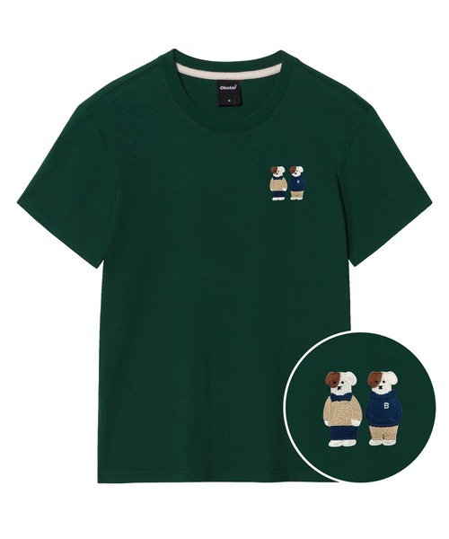 OKSTAR（オクスター）の「ミニミーフレンズブロドック刺繍半袖（Tシャツ/カットソー・レディース・グレー/ライトグレー/ダークブルー/ダークグリーン/ライトベージュ/カーキ/ネイビー/ダークグレー/クリーム/ホワイト/ブラック・SMALL/MEDIUM/LARGE/X-LARGE/2XL/4XL/3XL）」の8枚目の写真