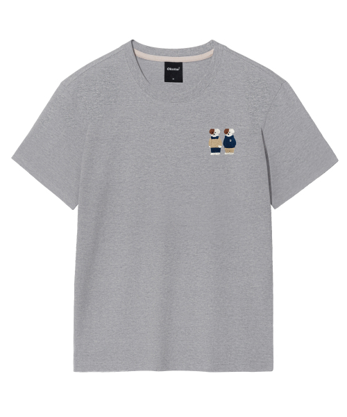 OKSTAR（オクスター）の「ミニミーフレンズブロドック刺繍半袖（Tシャツ/カットソー・レディース・グレー/ライトグレー/ダークブルー/ダークグリーン/ライトベージュ/カーキ/ネイビー/ダークグレー/クリーム/ホワイト/ブラック・SMALL/MEDIUM/LARGE/X-LARGE/2XL/4XL/3XL）」の12枚目の写真