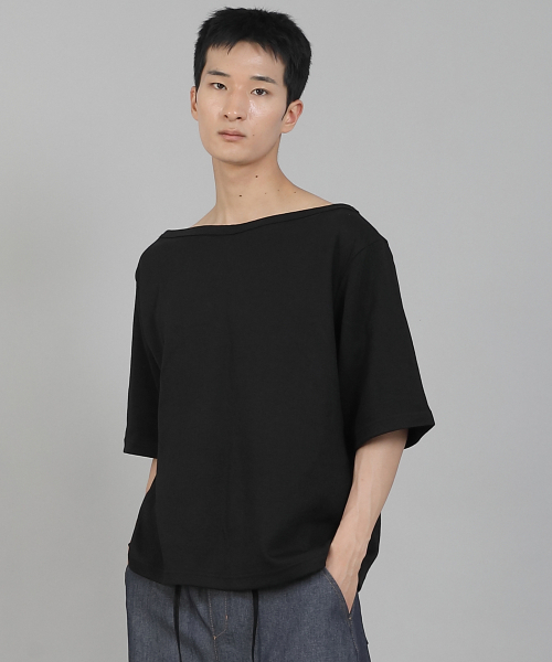 SAINTCREW(セントクルー)の「無地ボートネック16sコットン5部半袖TシャツB-8A04ブラック(Tシャツ/カットソー・メンズ・その他・MEDIUM/LARGE/XXXX-LARGE/XXX-LARGE/XX-LARGE/X-LARGE)」の1枚目の写真