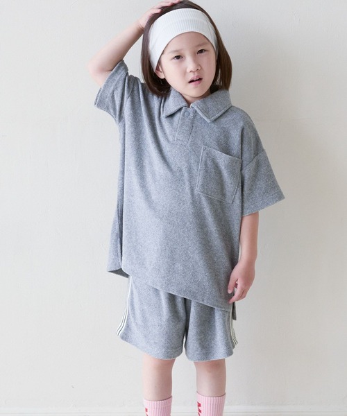 LOWRYS FARM(ローリーズファーム)の「パイルポロSS 831277(Tシャツ/カットソー・キッズ・グレー/グリーン/ネイビー・140cm/130cm/120cm/110cm/150cm)」の2枚目の写真