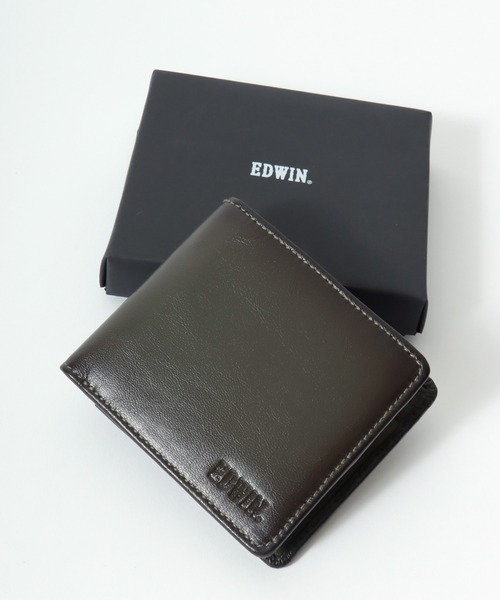 セール】EDWIN/エドウィン 本革 レザーウォレット 二つ折り財布 箱付き