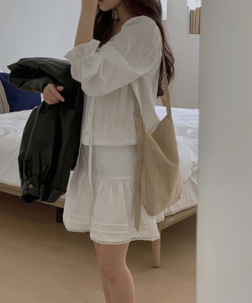 mineng(マイング)の「【レース/フレア】レインピンタックスカート(スカート・レディース・ホワイト・FREE)」の8枚目の写真