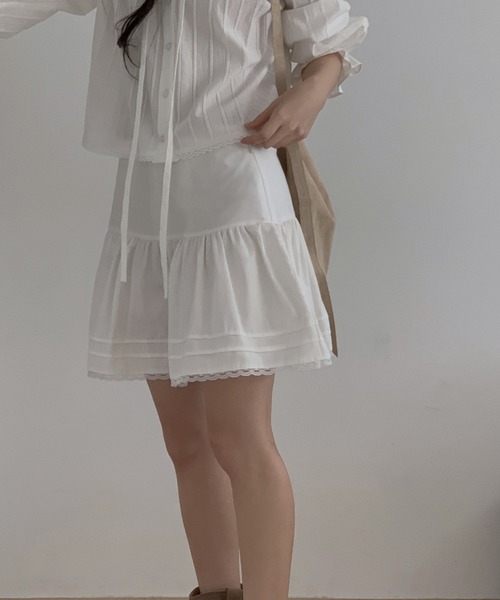mineng(マイング)の「【レース/フレア】レインピンタックスカート(スカート・レディース・ホワイト・FREE)」の6枚目の写真