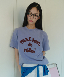MAISON DE ROLA EMBROIDERY PIGMENT LOOSE FIT T-SHIRT BLUE