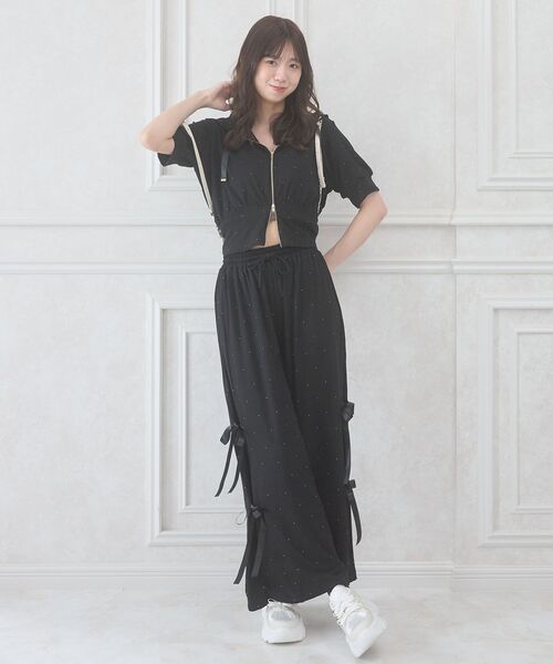 MAJESTIC LEGON（マジェスティックレゴン）の「サイドリボンキラキラロングパンツ（その他パンツ・レディース・グレー/ブラック/ピンクベージュ・MEDIUM）」の18枚目の写真