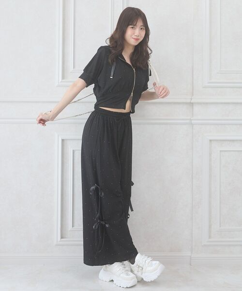 MAJESTIC LEGON（マジェスティックレゴン）の「サイドリボンキラキラロングパンツ（その他パンツ・レディース・グレー/ブラック/ピンクベージュ・MEDIUM）」の20枚目の写真