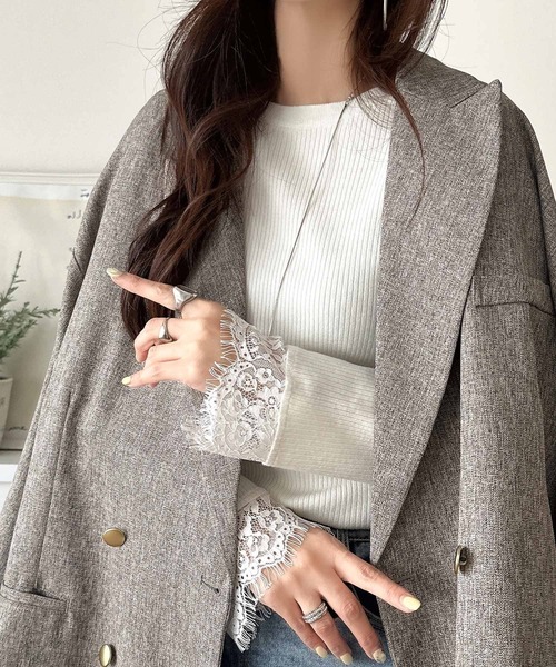 classicalelf(クラシカルエルフ)の「今っぽく、上品に。袖口レースドッキング リブトップス (長袖)(ニット/セーター・レディース・チャコール/オフホワイト/モカ/ブラック/ベージュ・X-LARGE/SMALL/MEDIUM/LARGE)」の16枚目の写真