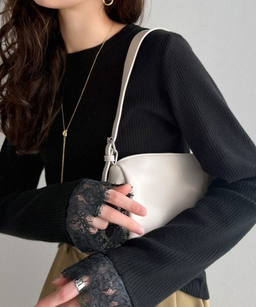 classicalelf(クラシカルエルフ)の「今っぽく、上品に。袖口レースドッキング リブトップス (長袖)(ニット/セーター・レディース・チャコール/オフホワイト/モカ/ブラック/ベージュ・X-LARGE/SMALL/MEDIUM/LARGE)」の22枚目の写真