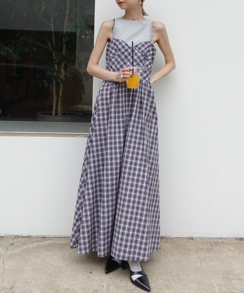 Ameri(アメリ)の「CHECK PATTERN CORSET DOCKING DRESS(ドレス・レディース・ネイビー/カーキ・MEDIUM/SMALL)」の13枚目の写真