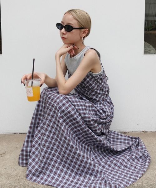 Ameri(アメリ)の「CHECK PATTERN CORSET DOCKING DRESS(ドレス・レディース・ネイビー/カーキ・MEDIUM/SMALL)」の14枚目の写真