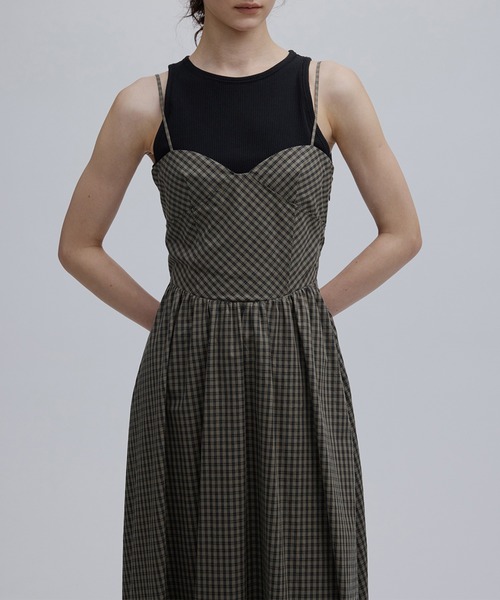 Ameri(アメリ)の「CHECK PATTERN CORSET DOCKING DRESS(ドレス・レディース・ネイビー/カーキ・MEDIUM/SMALL)」の9枚目の写真