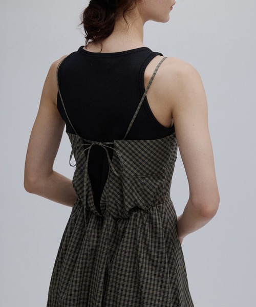 Ameri(アメリ)の「CHECK PATTERN CORSET DOCKING DRESS(ドレス・レディース・ネイビー/カーキ・MEDIUM/SMALL)」の8枚目の写真