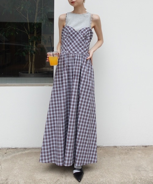 Ameri(アメリ)の「CHECK PATTERN CORSET DOCKING DRESS(ドレス・レディース・ネイビー/カーキ・MEDIUM/SMALL)」の12枚目の写真