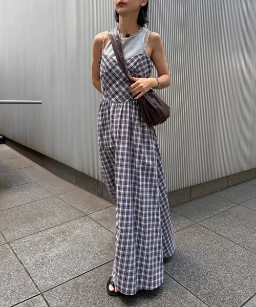 Ameri(アメリ)の「CHECK PATTERN CORSET DOCKING DRESS(ドレス・レディース・ネイビー/カーキ・MEDIUM/SMALL)」の5枚目の写真