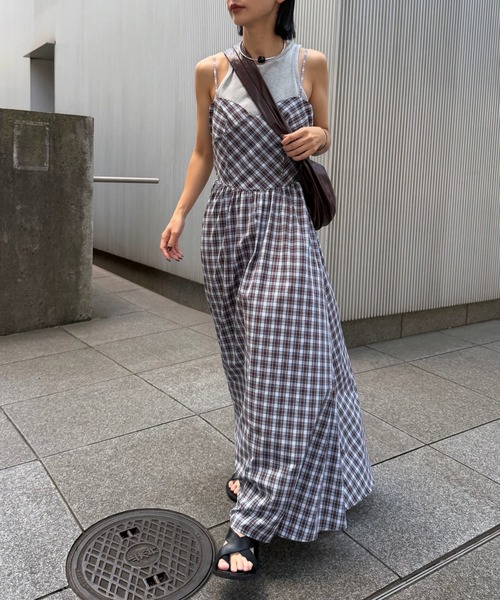 Ameri(アメリ)の「CHECK PATTERN CORSET DOCKING DRESS(ドレス・レディース・ネイビー/カーキ・MEDIUM/SMALL)」の6枚目の写真