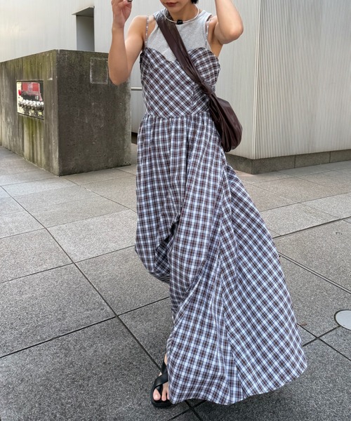 Ameri(アメリ)の「CHECK PATTERN CORSET DOCKING DRESS(ドレス・レディース・ネイビー/カーキ・MEDIUM/SMALL)」の7枚目の写真