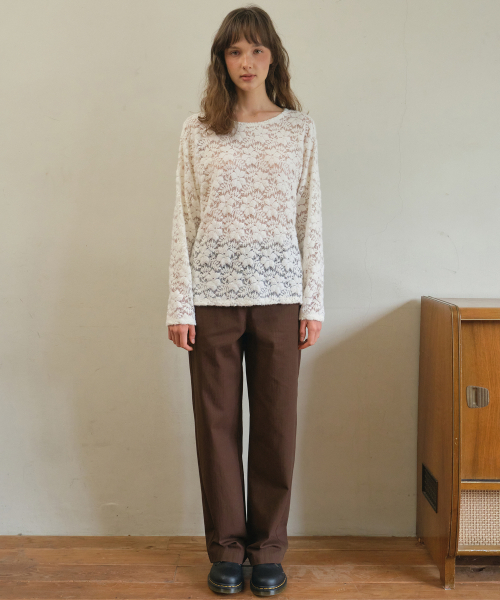 OURNOSTALGIA(アワー ノスタルジア)の「Lace layered t-shirt_Cream(O25-TP17)(Tシャツ/カットソー・レディース・Cream・FREE)」の2枚目の写真