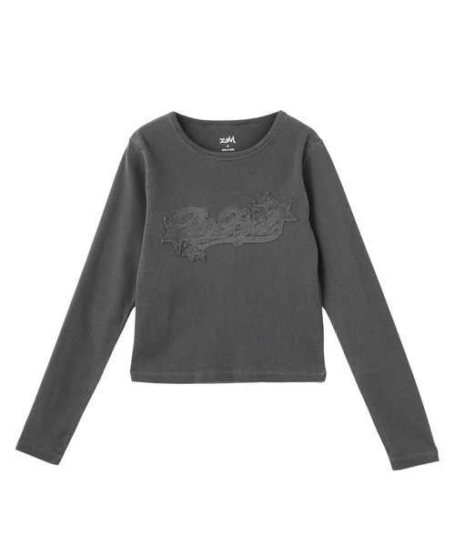 X-girl(エックスガール)の「STAR LOGO PATCH FADED L/S COMPACT TOP(Tシャツ/カットソー・レディース・ブラウン/バーガンディー/ブラック・S/M)」の2枚目の写真