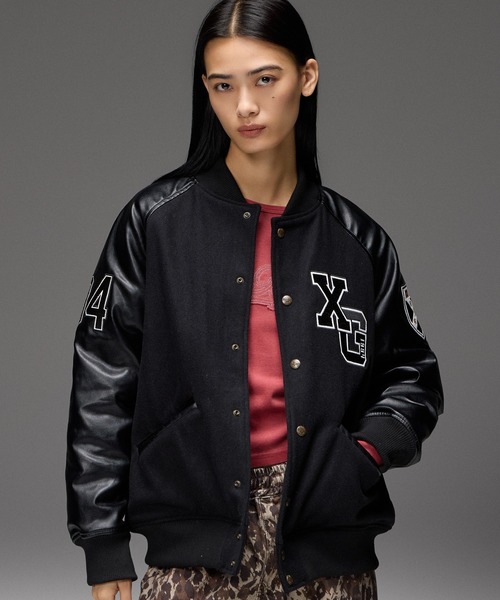 X-girl(エックスガール)の「STAR LOGO PATCH FADED L/S COMPACT TOP(Tシャツ/カットソー・レディース・ブラウン/バーガンディー/ブラック・S/M)」の5枚目の写真