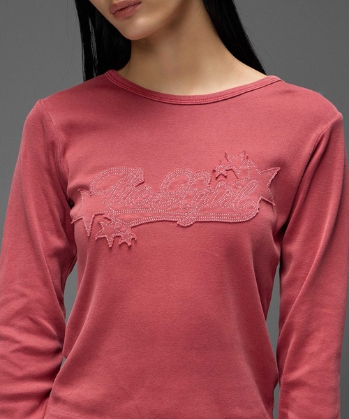 X-girl(エックスガール)の「STAR LOGO PATCH FADED L/S COMPACT TOP(Tシャツ/カットソー・レディース・ブラウン/バーガンディー/ブラック・S/M)」の7枚目の写真