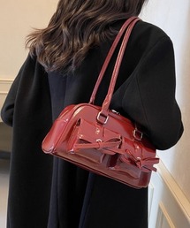 リボンデザイン 2WAYボストンバッグ ダブルポケット