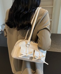 リボンデザイン 2WAYボストンバッグ ダブルポケット