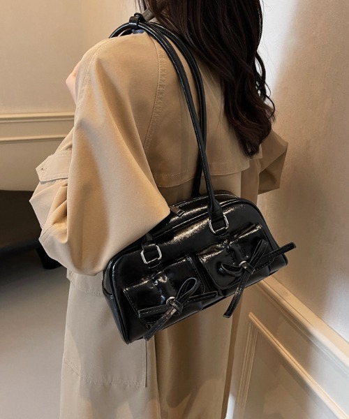 boemy(ボエミー)の「リボンデザイン 2WAYボストンバッグ ダブルポケット(ボストンバッグ・レディース・アイボリー/ピンク/シルバー/ブラウン/バーガンディー/ブラック・FREE)」の15枚目の写真