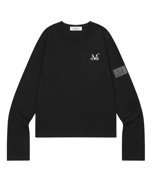 MUCENT(ムセント)の「◇MUCENT◇ブランド直輸入正規品/リアム レザー パッチ 長袖 Tシャツ LIAM LEATHER PATCH LONG SLEEVE T(Tシャツ/カットソー・レディース・ホワイト/ブラック・FREE)」の4枚目の写真