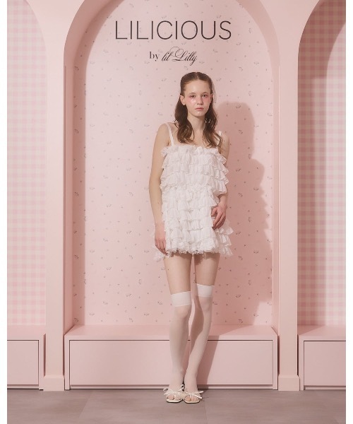 lilLilly(リルリリー)の「フリルミニキャミドレス(ワンピース・レディース・ブラック/ホワイト・FREE)」の14枚目の写真