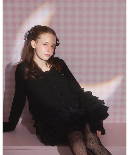 lilLilly(リルリリー)の「フリルミニキャミドレス(ワンピース・レディース・ブラック/ホワイト・FREE)」の6枚目の写真