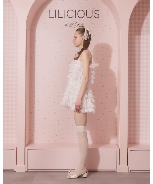 lilLilly(リルリリー)の「フリルミニキャミドレス(ワンピース・レディース・ブラック/ホワイト・FREE)」の15枚目の写真