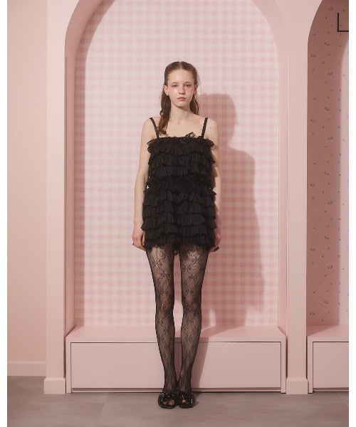 lilLilly(リルリリー)の「フリルミニキャミドレス(ワンピース・レディース・ブラック/ホワイト・FREE)」の9枚目の写真